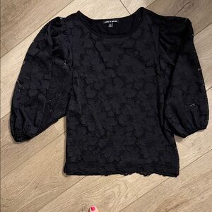 Cable and Gauge Black Floral Lace Blouse